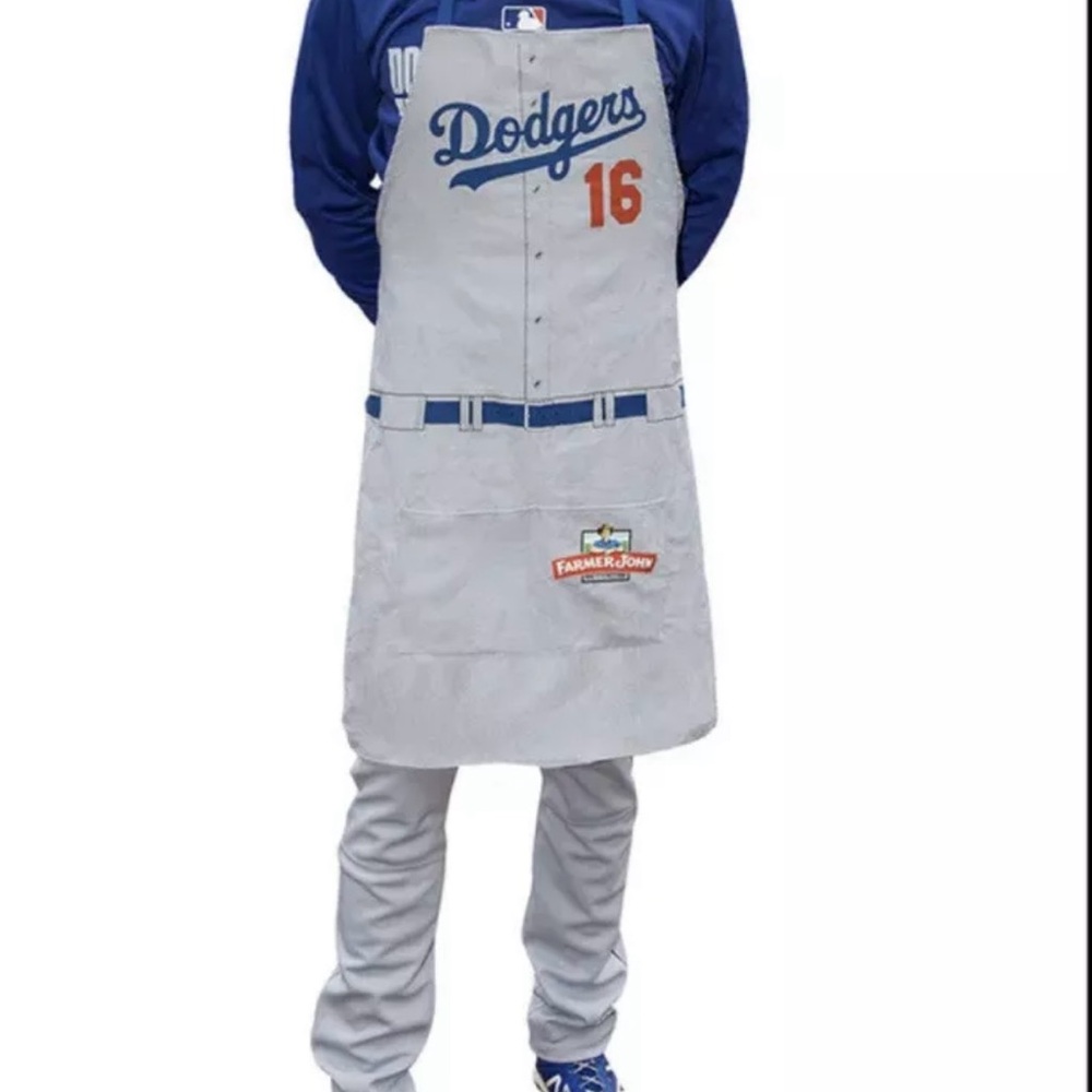LA Dodgers Farmer Johns Grilling Cooking Apron Jersey 16 Stadium Gift SGA Grey